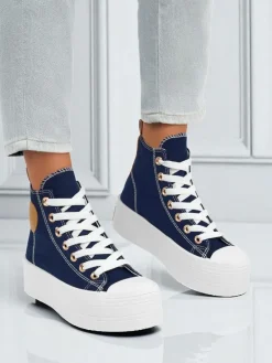 Adelina Capri Granatowe Trampki Damskie na Płaskiej Platformie 4,5cm