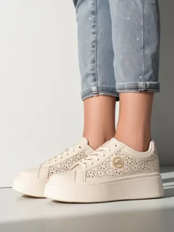 Aurelia Beżowe Sneakersy Platforma Royalfashion Skóra Eko