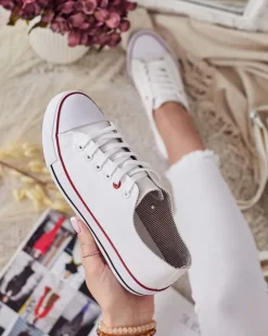 Aurelia Bianca – Klasyczne białe trampki damskie na płaskiej podeszwie