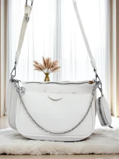 Aurelia Bianca – Mała biała torebka damska z ekoskóry z łańcuszkiem