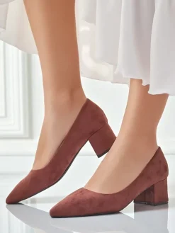 Aurelia Classico – Brązowe czółenka damskie zamszowe na słupku 4,5 cm