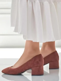 Aurelia Classico – Brązowe czółenka damskie zamszowe na słupku 4,5 cm