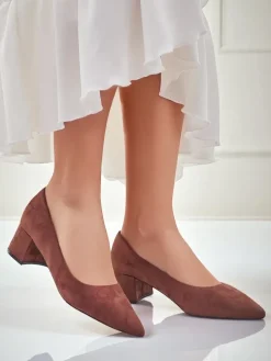 Aurelia Classico – Brązowe czółenka damskie zamszowe na słupku 4,5 cm