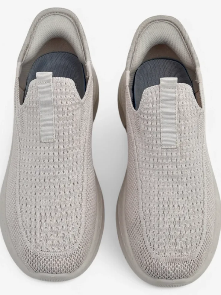 Aurelia Comfort Beżowe Slip On Damskie Buty z Tkaniny Na Płaskim Obcasie