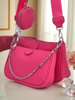 Aurelia Fuksjowa Torebka Damska Skórzana Mini z Łańcuszkiem