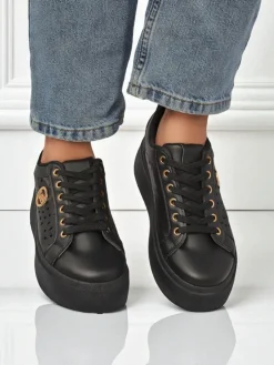 Aurelia Nero - Czarna platforma Royalfashion z eko skóry, model LH201-8