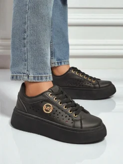 Aurelia Nero - Czarna platforma Royalfashion z eko skóry, model LH201-8