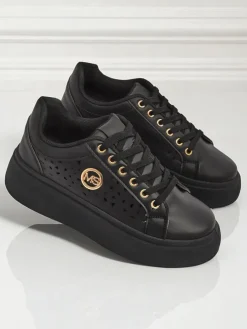 Aurelia Nero - Czarna platforma Royalfashion z eko skóry, model LH201-8