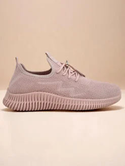 Aurelia Rosa – damskie buty sportowe Royalfashion z tkaniny, różowe, płaski obcas