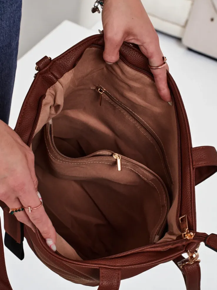 Aurora Grande Camel – shopper ecoskora A4 stylowa torebka damska elegancka