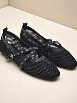 Baleriny Royalfashion Arethusa Nero z siateczki na płaskim obcasie