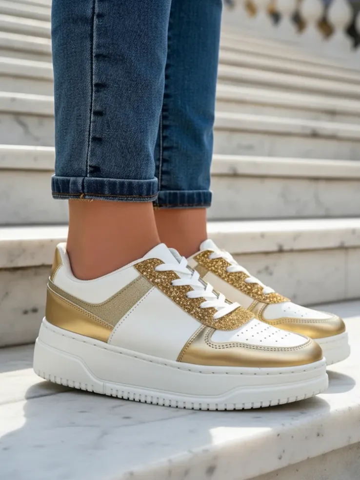 Bella Glamour Złoty Sneakers Damskie