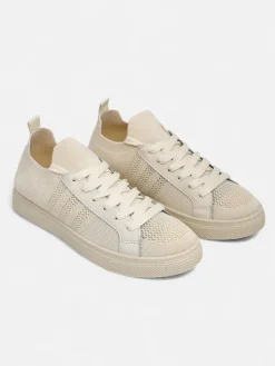 Beżowe sneakersy Damiani – lekkie trampki tkanina/skóra eco na lato