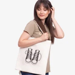 Biała materiałowa torba z nadrukiem - Akcesoria