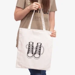 Biała materiałowa torba z nadrukiem - Akcesoria
