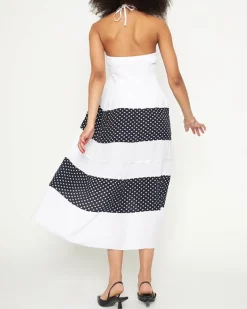 Biała sukienka w groszki PLUS SIZE - Odzież