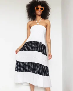 Biała sukienka w groszki PLUS SIZE - Odzież