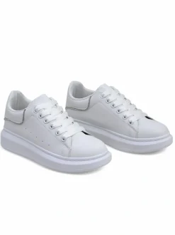 Białe Sportowe Sneakersy Athena z Ekoskóry