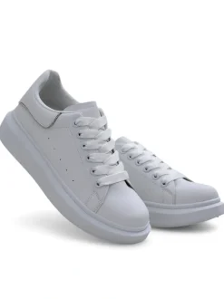 Białe Sportowe Sneakersy Athena z Ekoskóry