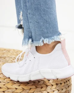 Biało- różowe sportowe buty damskie Baym - Obuwie