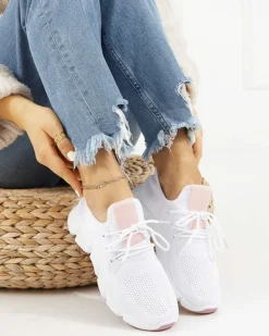 Biało- różowe sportowe buty damskie Baym - Obuwie