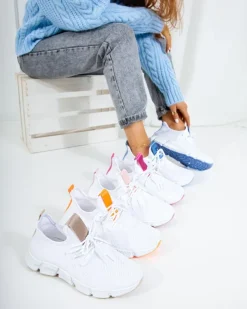 Biało- różowe sportowe buty damskie Baym - Obuwie
