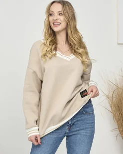 Bluza damska z ociepleniem w kolorze beżowym- Odzież