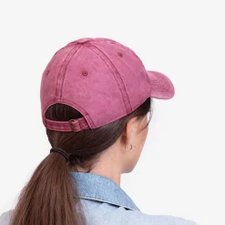 Bordowa jeansowa damska czapka z daszkiem - Akcesoria