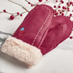 Bordowe dziecięce rękawiczki na sznurku i z jednym palcem - Rękawiczki