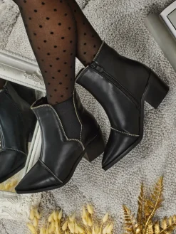 Botki damskie eko skórzane na słupku Omen Glade