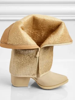 Botki damskie eko skórzane na słupku z ozdobną cholewką Virelia