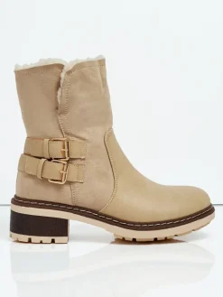 Botki damskie eko skórzane z kożuszkiem Kavira