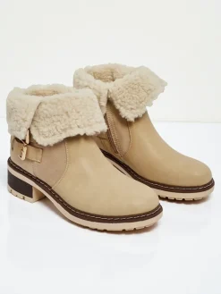 Botki damskie eko skórzane z kożuszkiem Kavira