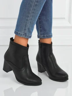 Botki damskie eko skórzane na obcasie Lunar Crest