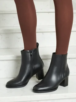 Botki damskie eko skórzane na słupku Nerelle