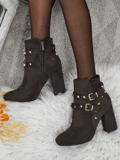 Botki damskie eko zamszowe z dżetami Selva