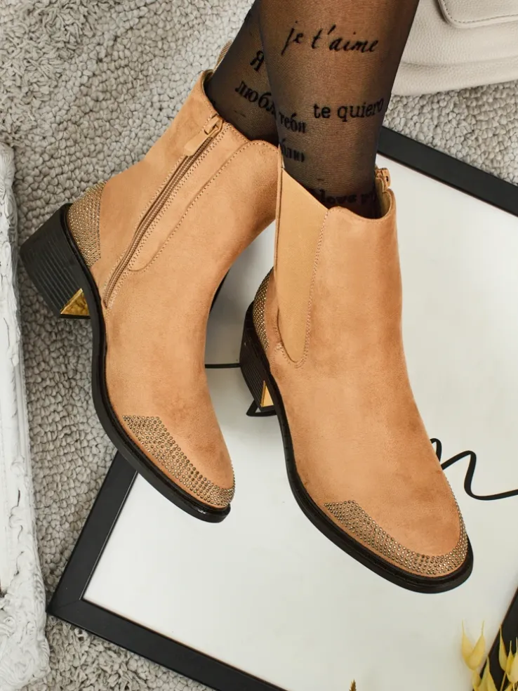 Botki damskie eko zamszowe zdobione cyrkoniami TangleMist