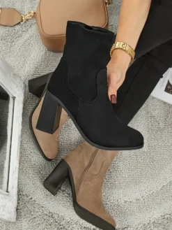 Botki damskie eko zamszowe na słupku Rune Fast