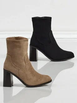 Botki damskie eko zamszowe na słupku Rune Fast