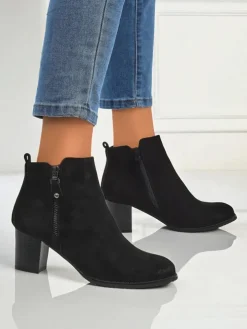 Botki damskie eko zamszowe na obcasie Midnight Bloom