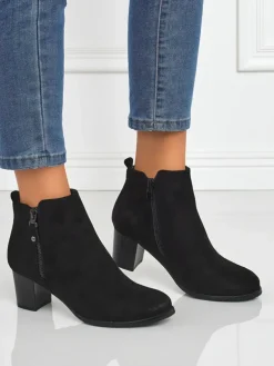 Botki damskie eko zamszowe na obcasie Midnight Bloom