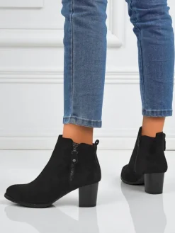 Botki damskie eko zamszowe na obcasie Midnight Bloom