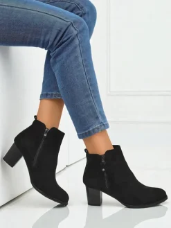 Botki damskie eko zamszowe na obcasie Midnight Bloom