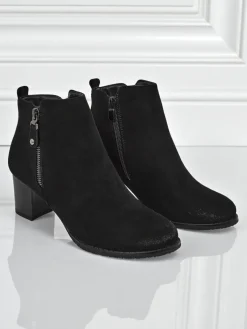 Botki damskie eko zamszowe na obcasie Midnight Bloom