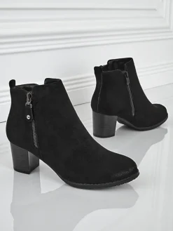 Botki damskie eko zamszowe na obcasie Midnight Bloom