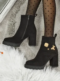 Botki damskie eko zamszowe na słupku Bearr