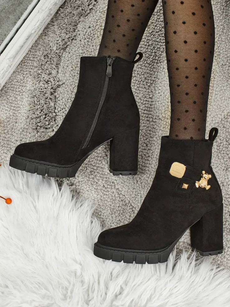 Botki damskie eko zamszowe na słupku Bearr