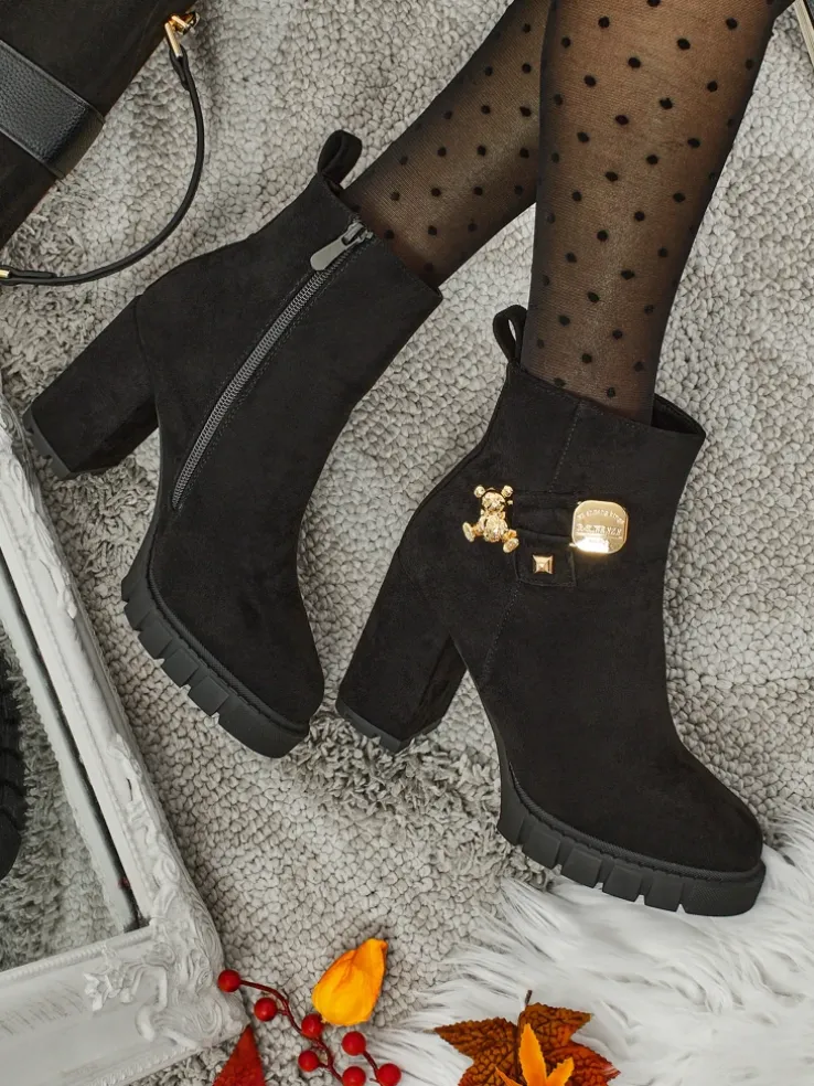Botki damskie eko zamszowe na słupku Bearr