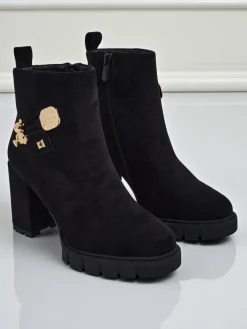 Botki damskie eko zamszowe na słupku Bearr