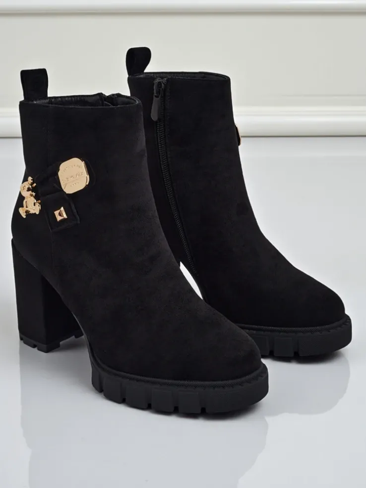 Botki damskie eko zamszowe na słupku Bearr